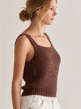 J. Crew Cotton Women’s Brown Crochet Knit Tank Top Size Small BNWT